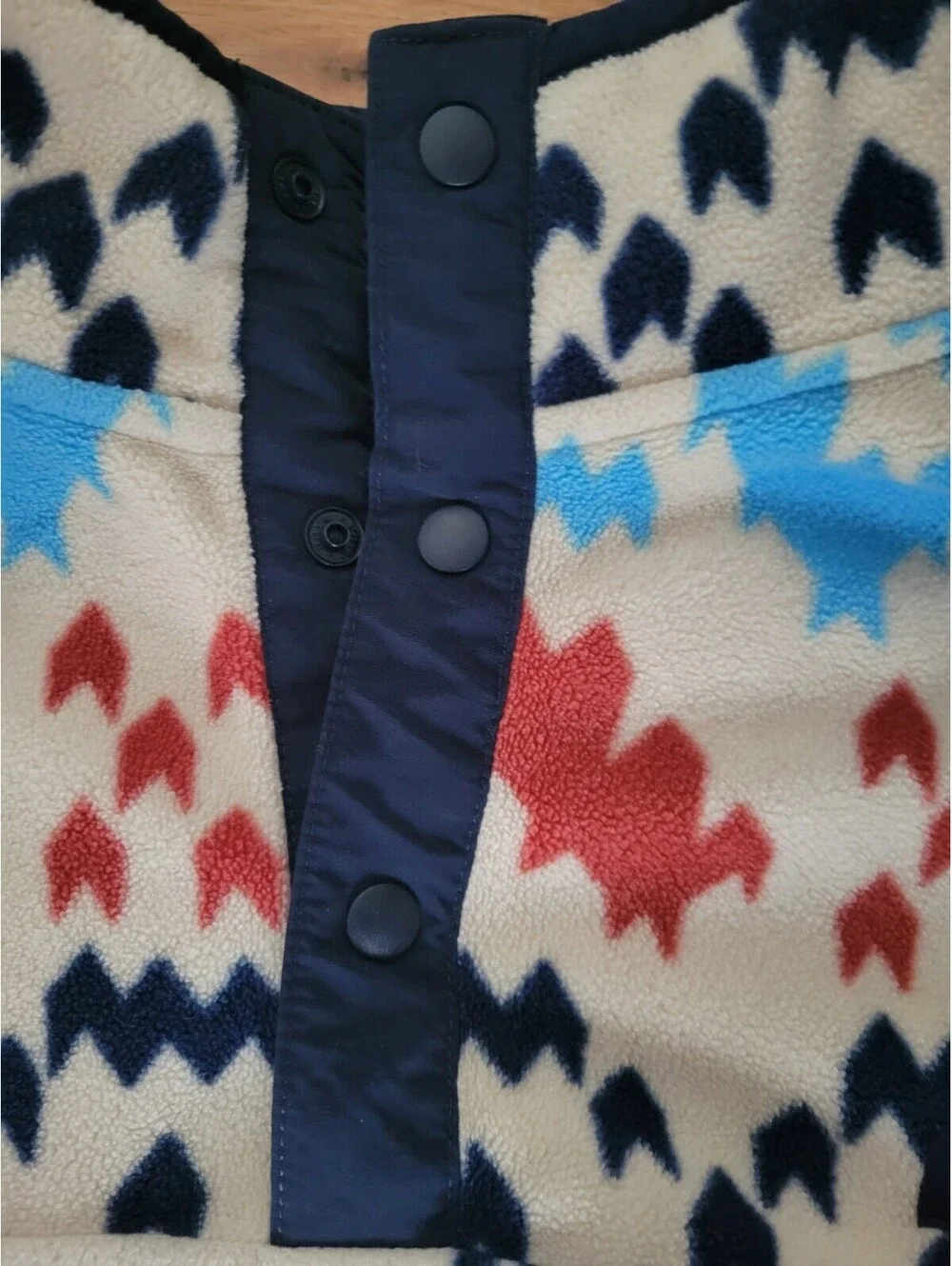 Lands End Heritage Men's Large 42/44 Fleece Jacket 1/4 Snap Neck Aztec Pullover
